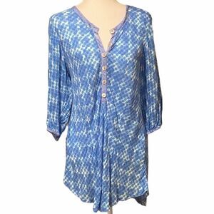Lyng Tunic Top Rayon Size Large Button Front